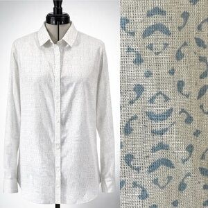 Jigsaw Cream and Gray Patterned Shirt